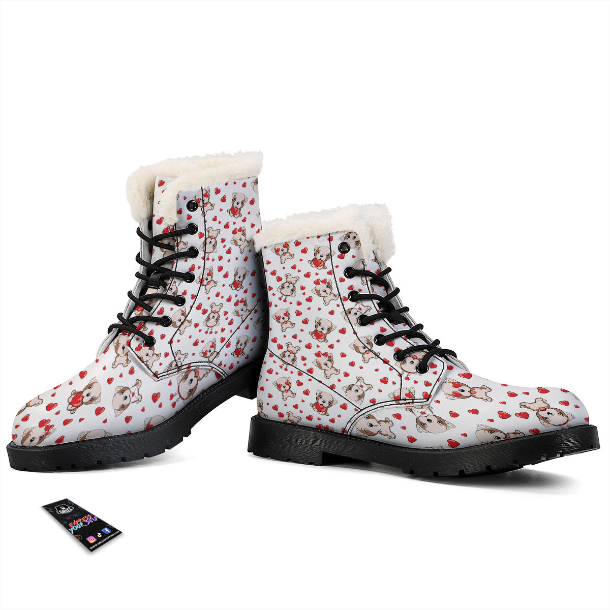 English Bulldog Lovely Print Pattern Winter Boots-grizzshop