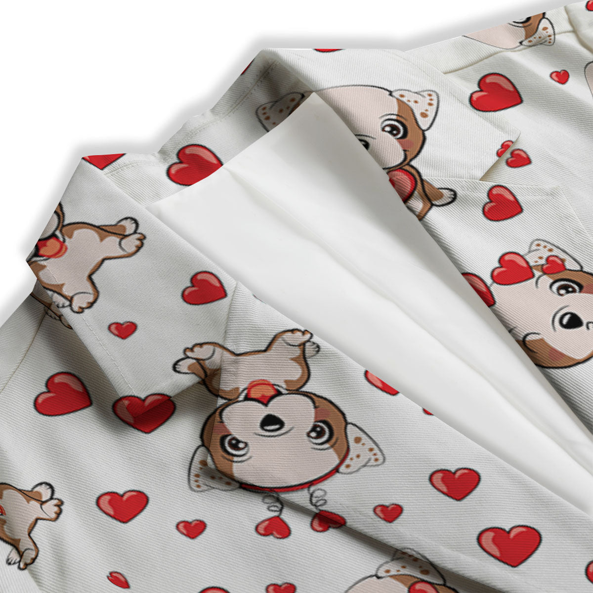 English Bulldog Lovely Print Pattern Women's Blazer-grizzshop