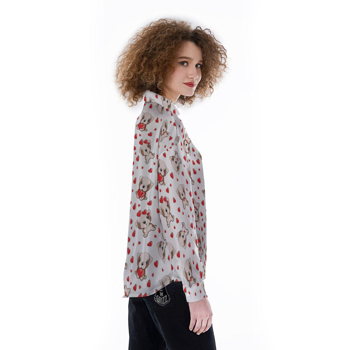 English Bulldog Lovely Print Pattern Women's Long Sleeve Shirts-grizzshop