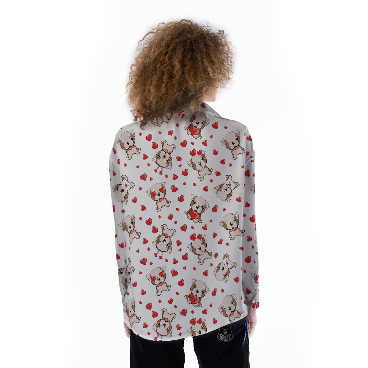 English Bulldog Lovely Print Pattern Women's Long Sleeve Shirts-grizzshop