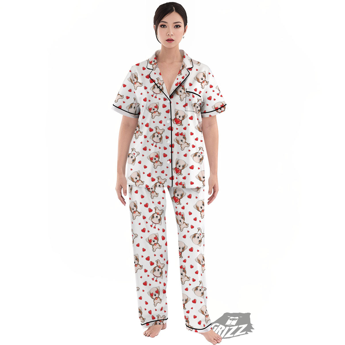 English Bulldog Lovely Print Pattern Women's Pajamas Set-grizzshop