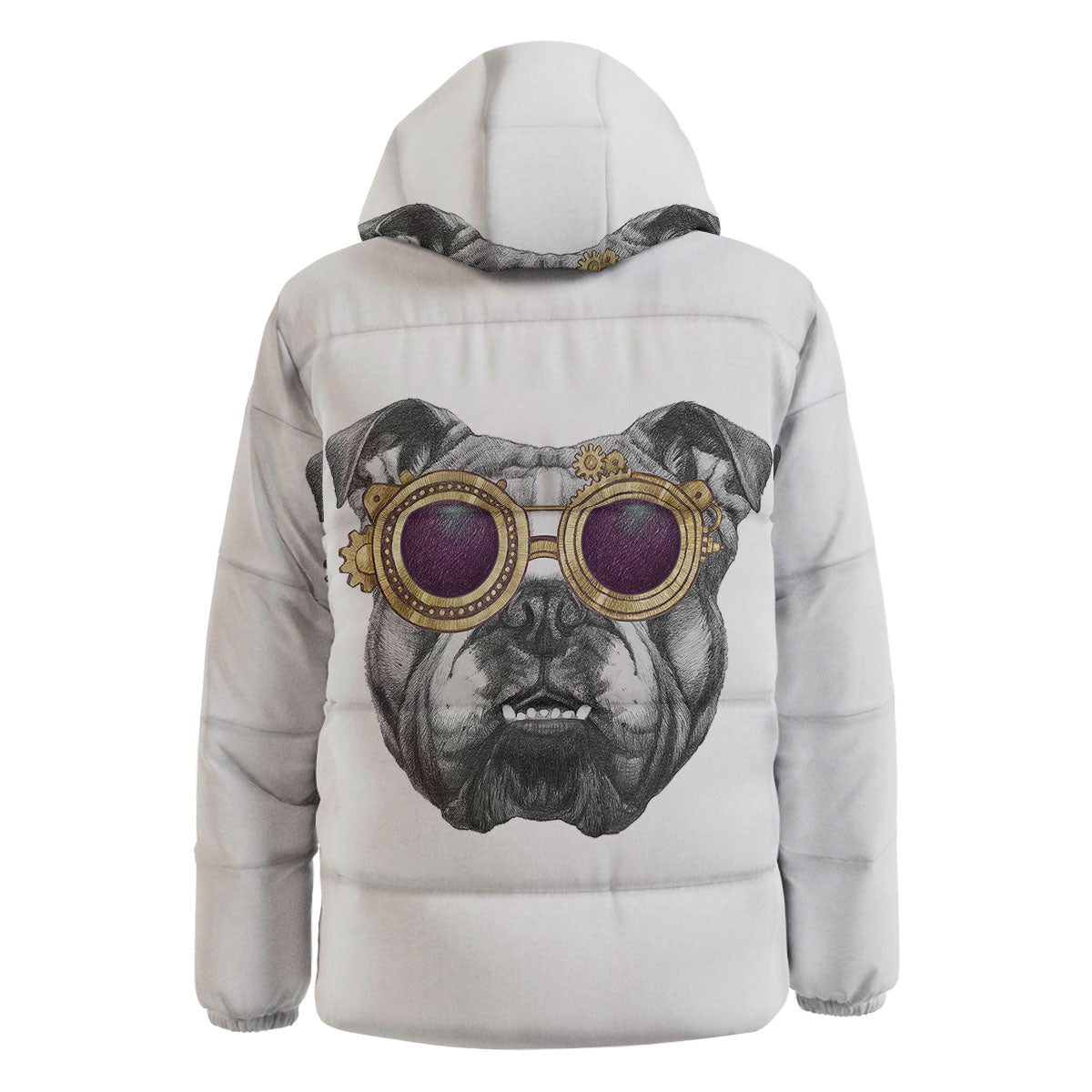 English Bulldog Wearing Glasses Print Down Jacket-grizzshop