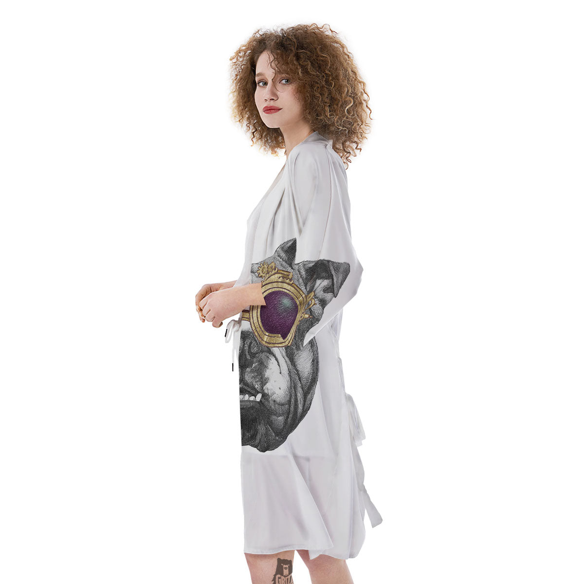 English Bulldog Wearing Glasses Print Kimono-grizzshop