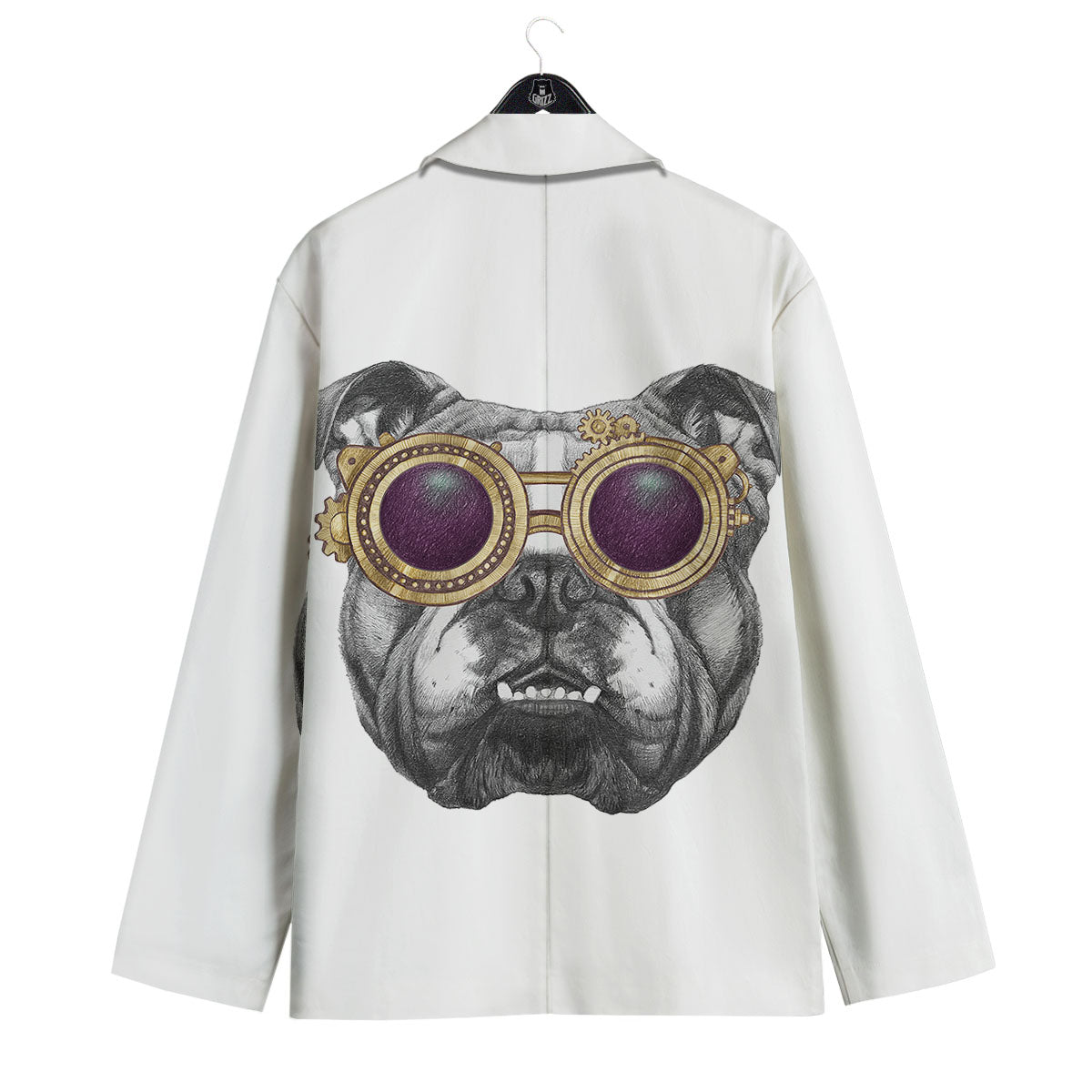 English Bulldog Wearing Glasses Print Men's Sport Coat-grizzshop