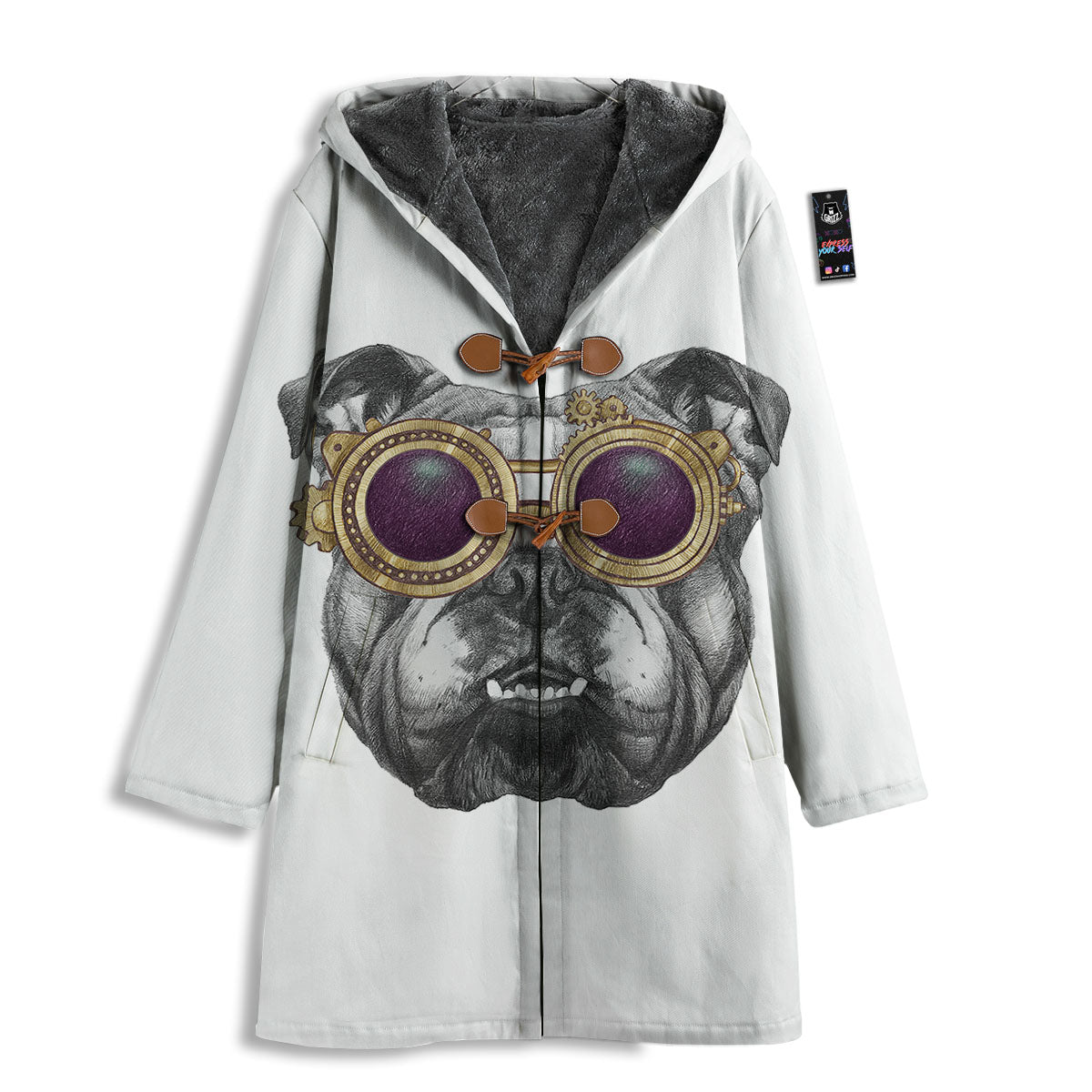 English Bulldog Wearing Glasses Print Men's Windbreaker Jacket-grizzshop