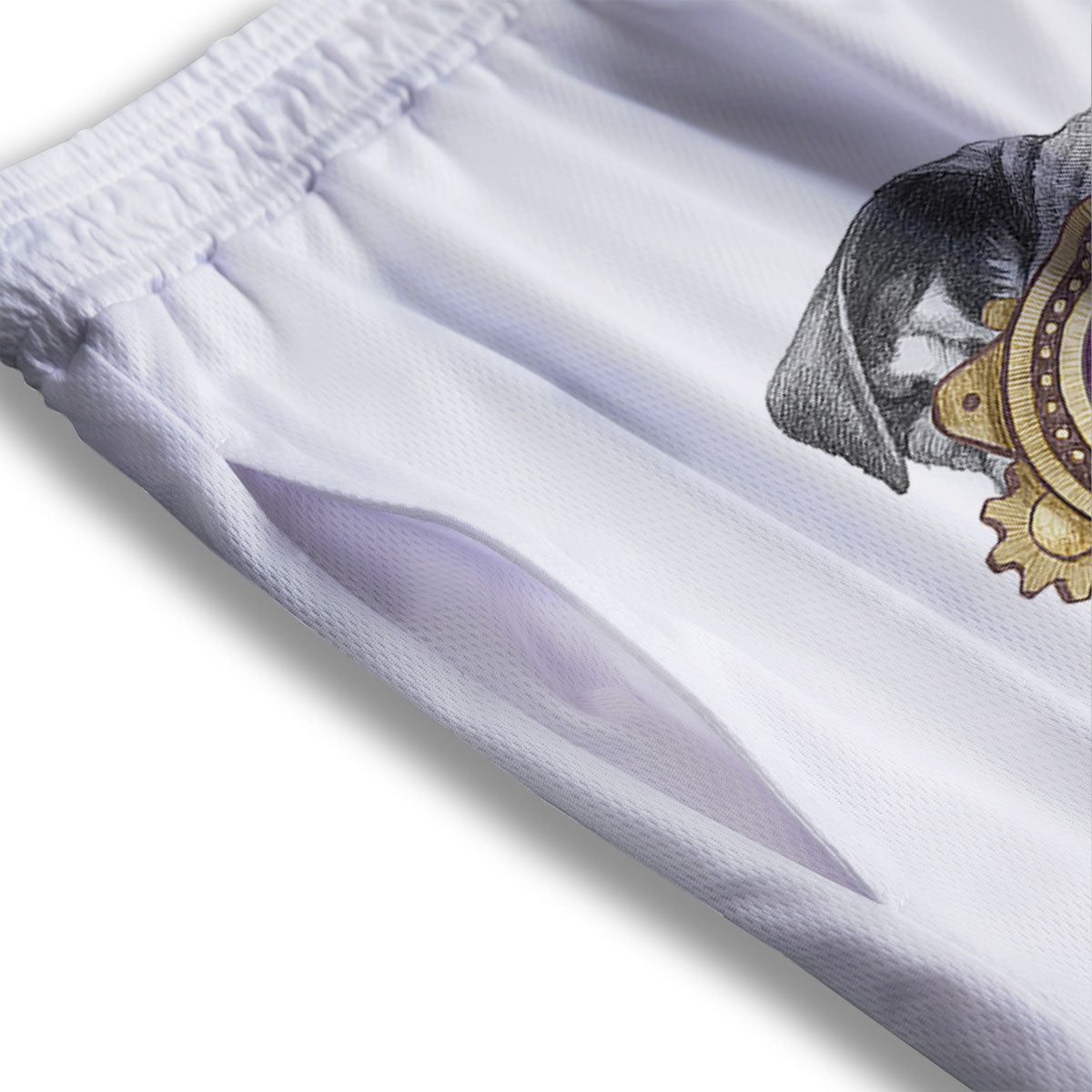 English Bulldog Wearing Glasses Print Mesh Shorts