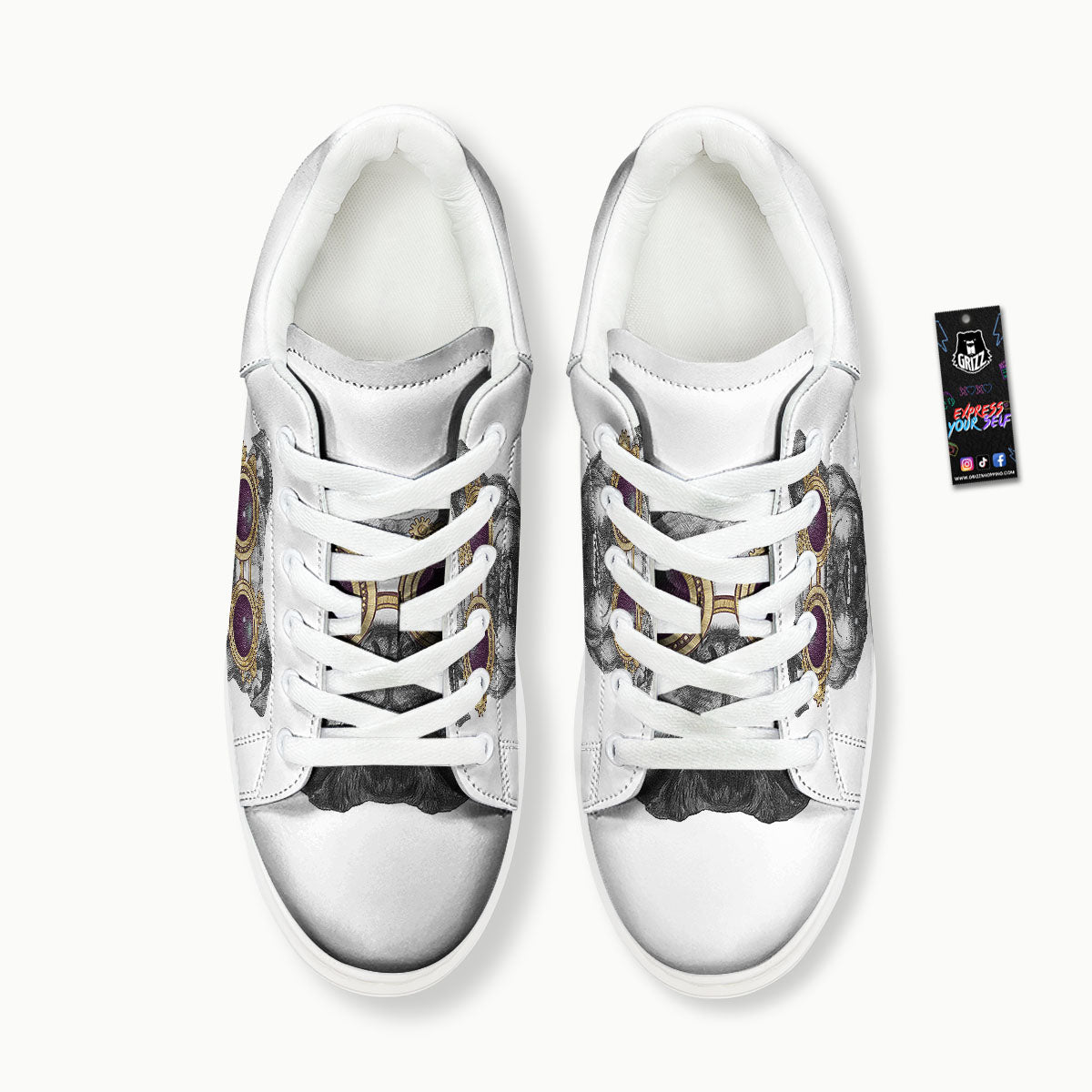 English Bulldog Wearing Glasses Print Platform Shoes-grizzshop