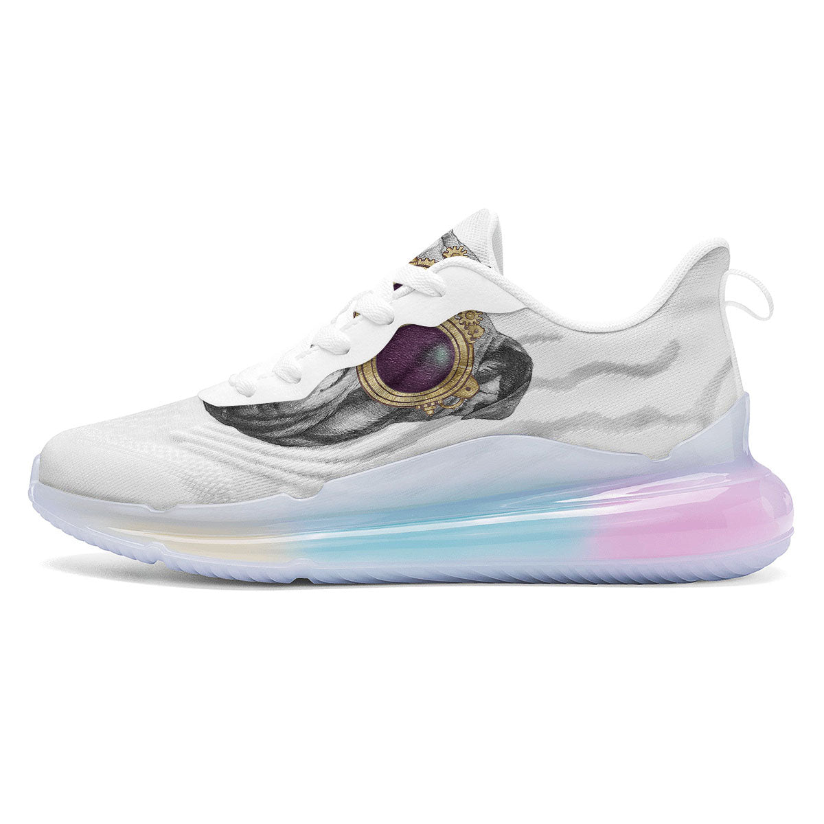 English Bulldog Wearing Glasses Print Running Sneakers-grizzshop