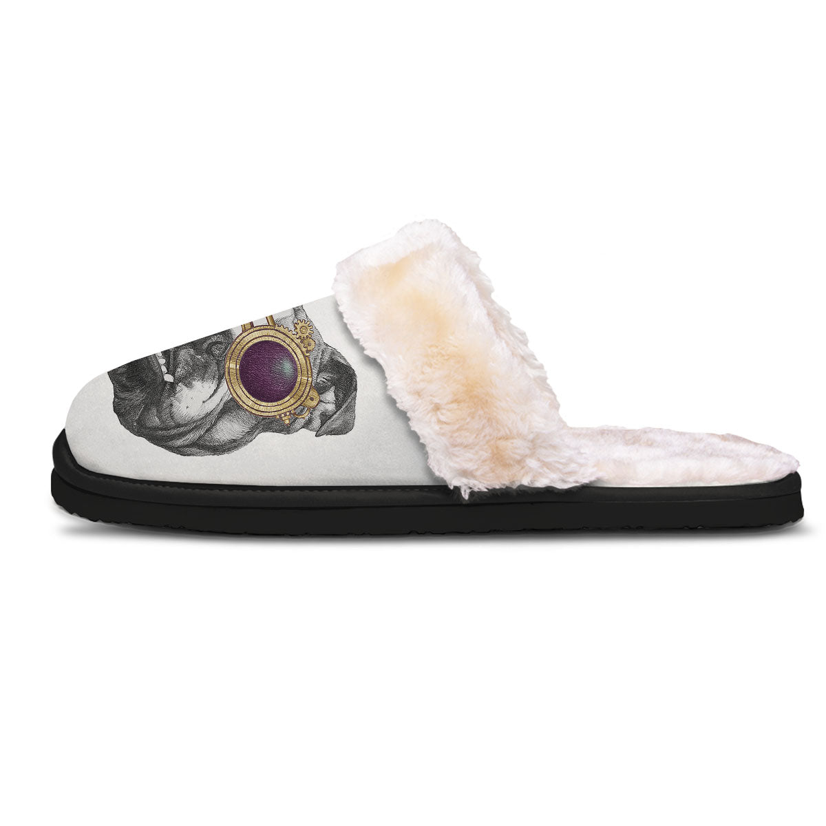 English Bulldog Wearing Glasses Print Slippers-grizzshop