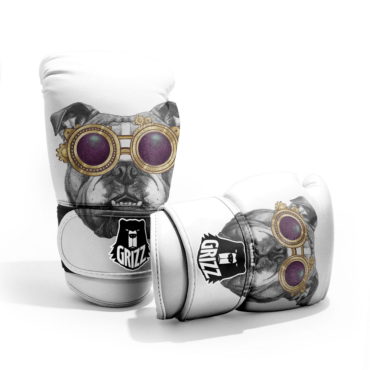 English Bulldog Wearing Glasses Print Pro Boxing Glove