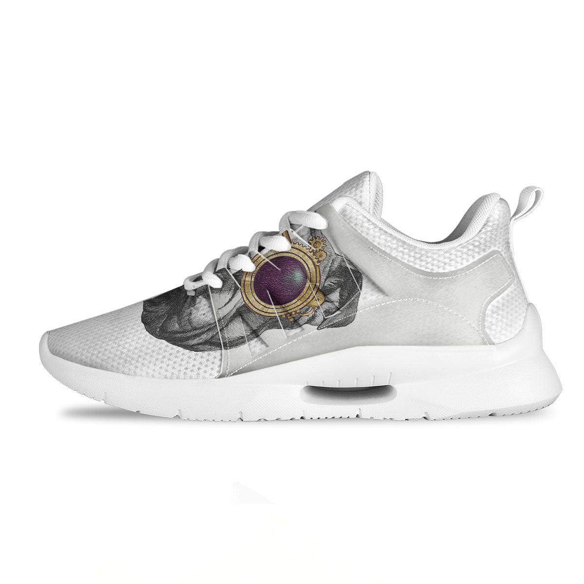 English Bulldog Wearing Glasses Print Tennis Shoes-grizzshop