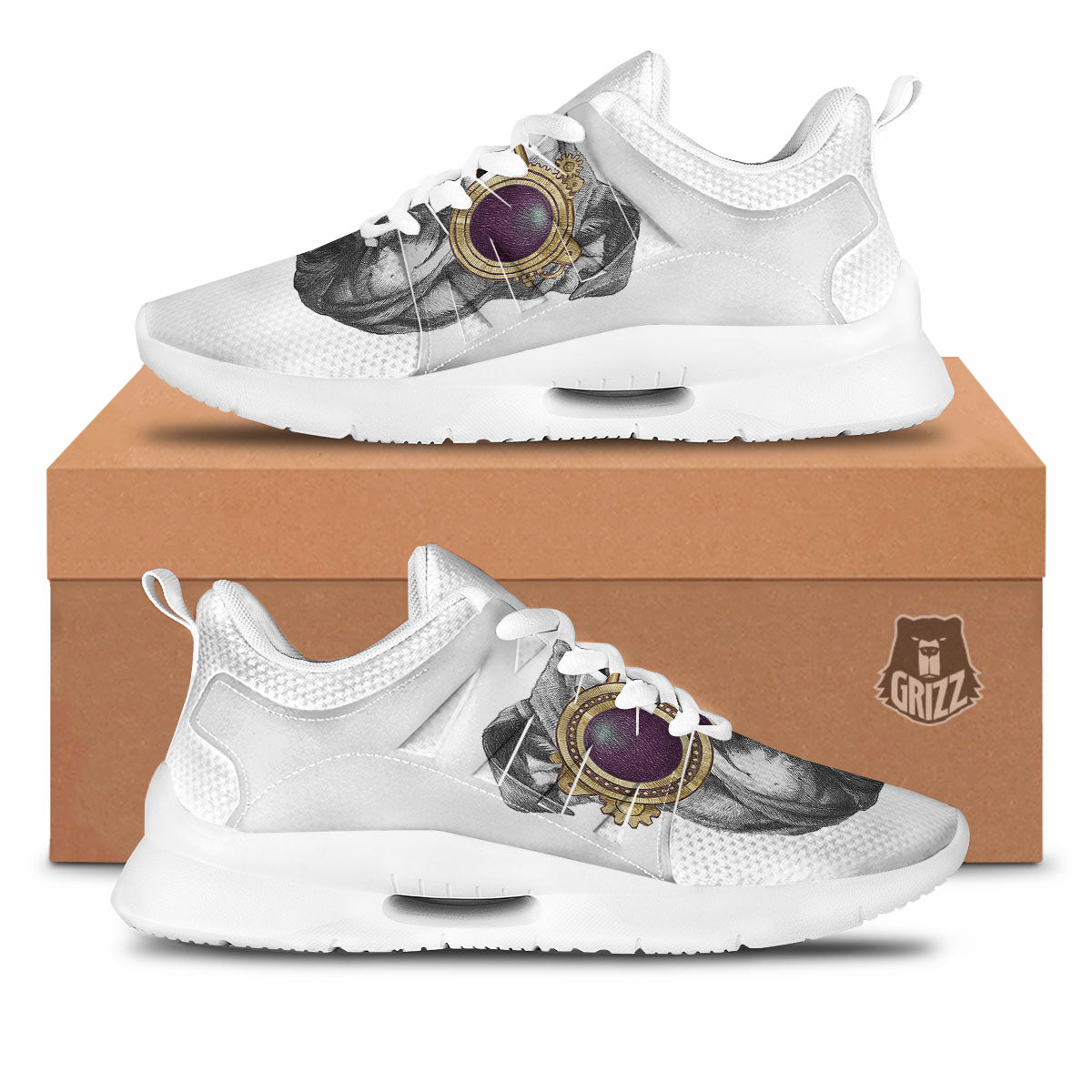 English Bulldog Wearing Glasses Print Tennis Shoes-grizzshop