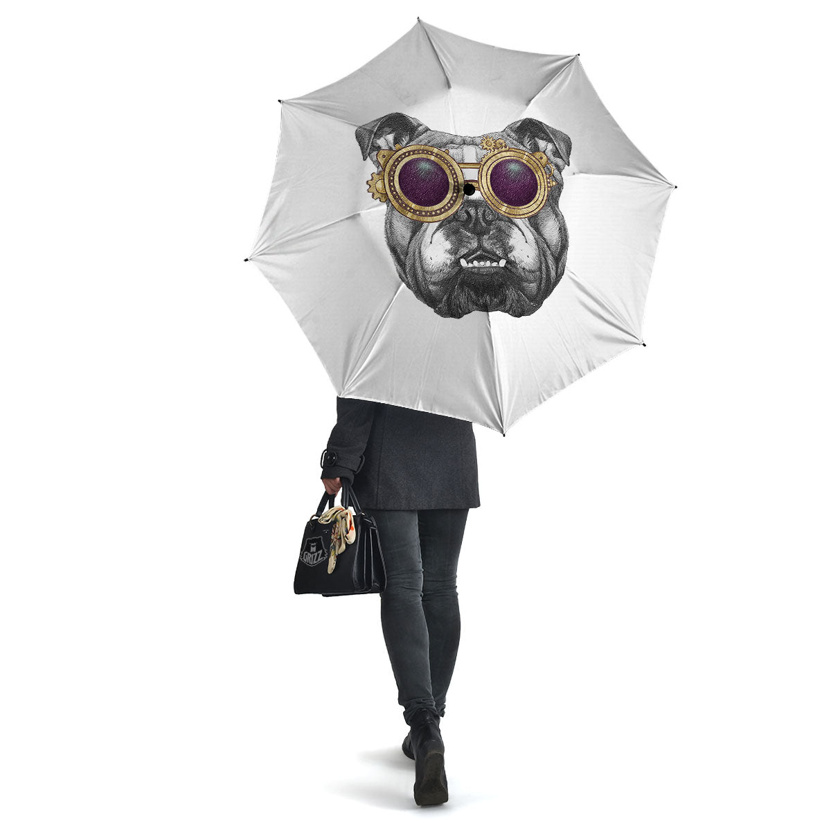 English Bulldog Wearing Glasses Print Umbrella-grizzshop