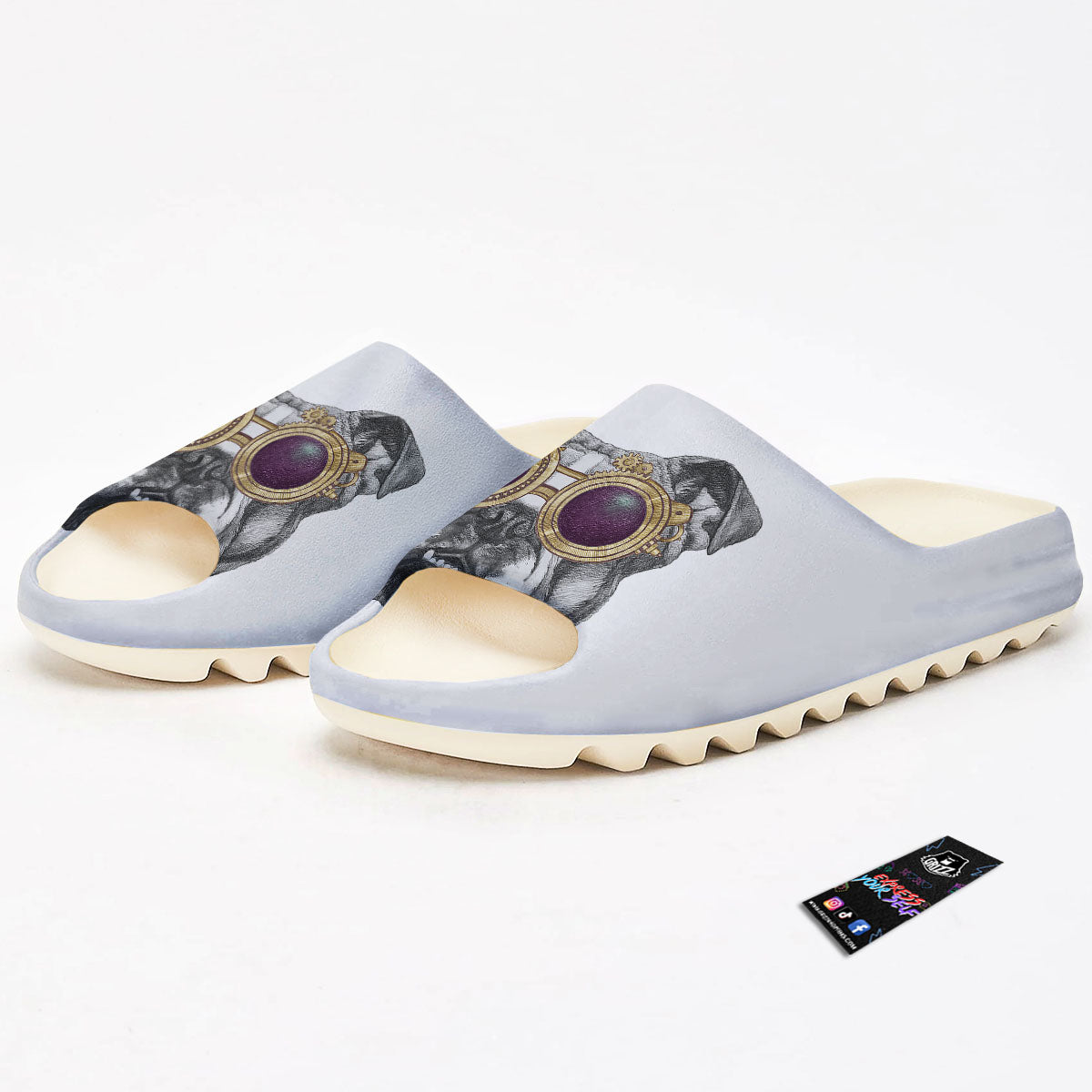 English Bulldog Wearing Glasses Print Sandals-grizzshop