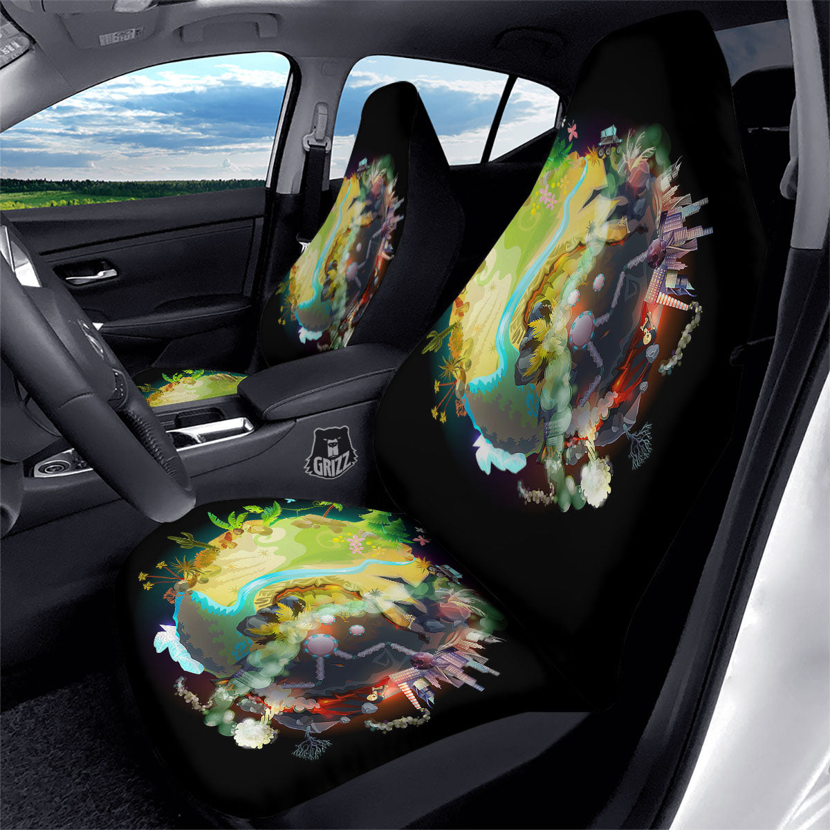 Environmental Destruction Print Car Seat Covers-grizzshop