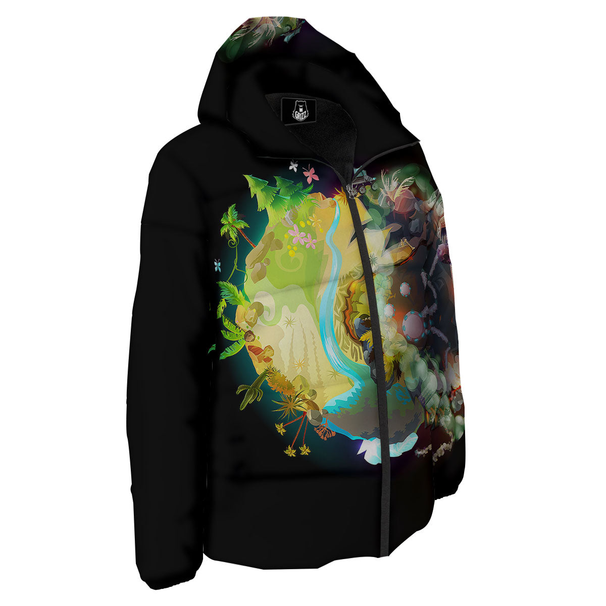 Environmental Destruction Print Down Jacket-grizzshop