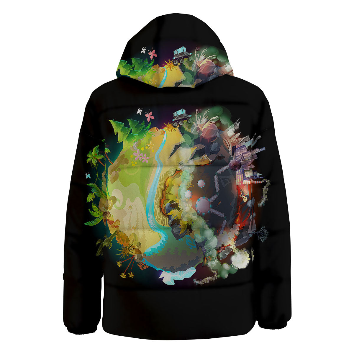 Environmental Destruction Print Down Jacket-grizzshop
