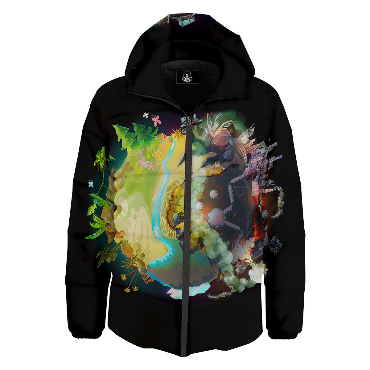Environmental Destruction Print Down Jacket-grizzshop