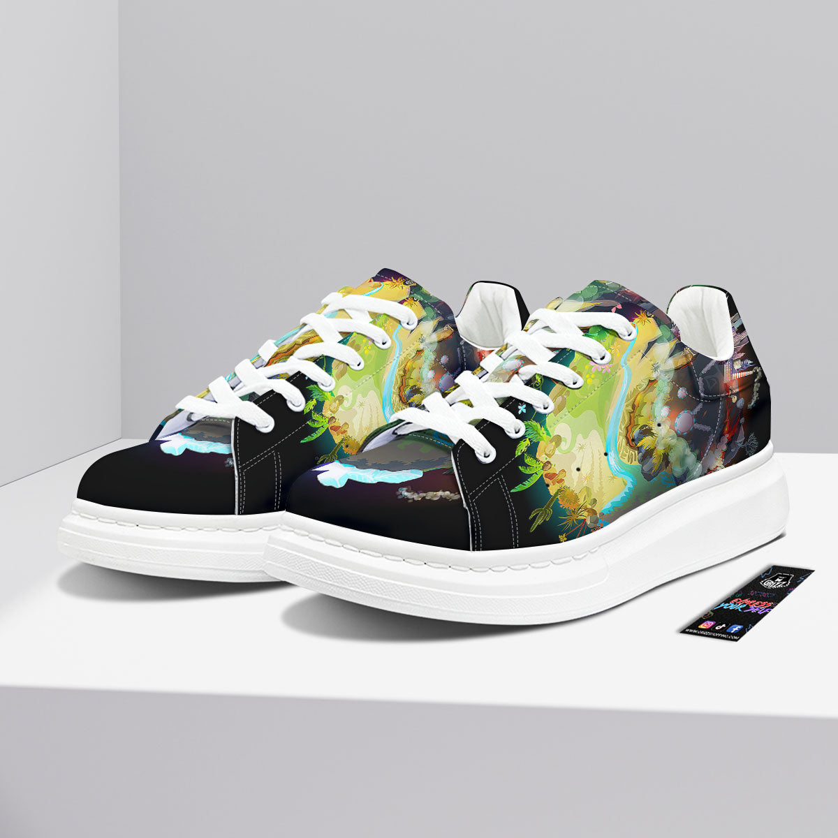 Environmental Destruction Print Platform Shoes-grizzshop