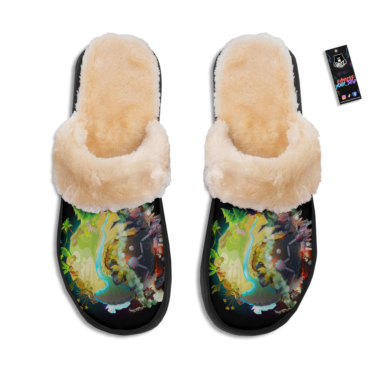 Environmental Destruction Print Slippers-grizzshop