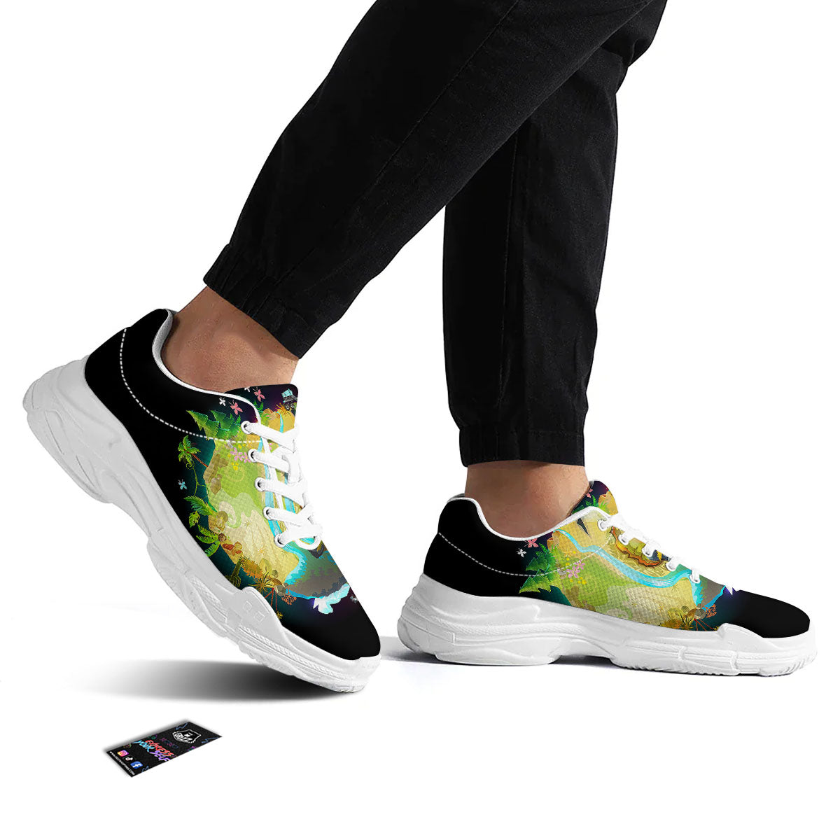 Environmental Destruction Print White Chunky Shoes-grizzshop