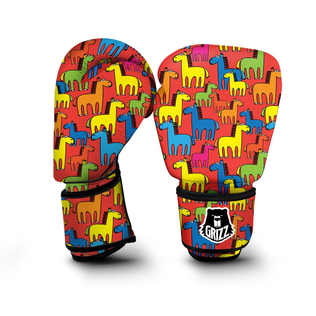 Equestrian Colorful Pattern Print Boxing Gloves-grizzshop