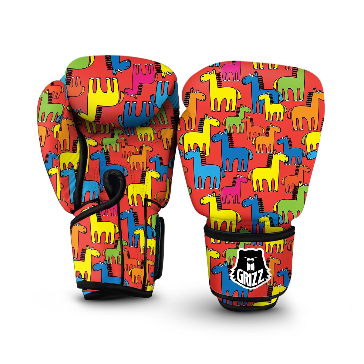 Equestrian Colorful Pattern Print Boxing Gloves-grizzshop