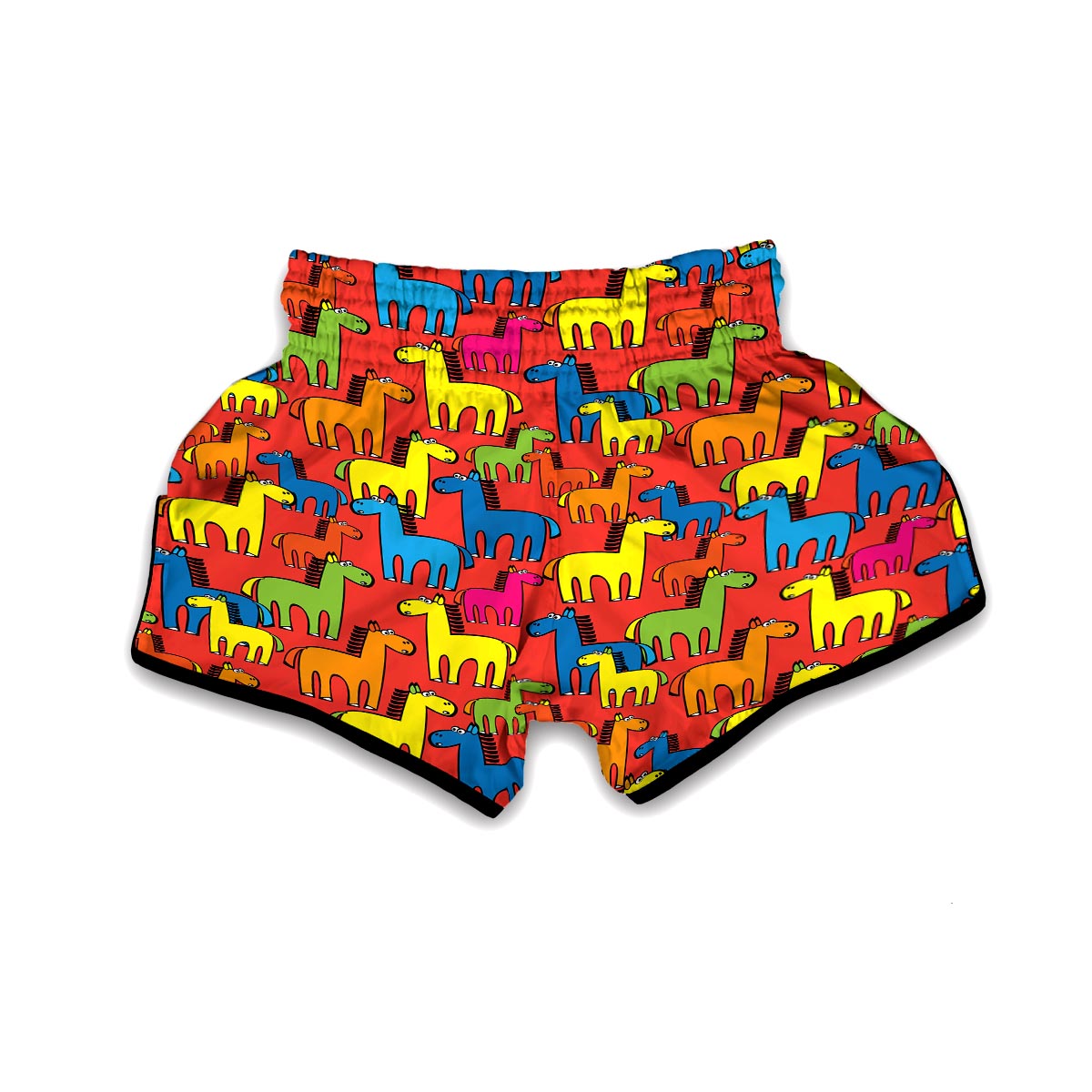Equestrian Colorful Pattern Print Muay Thai Boxing Shorts-grizzshop