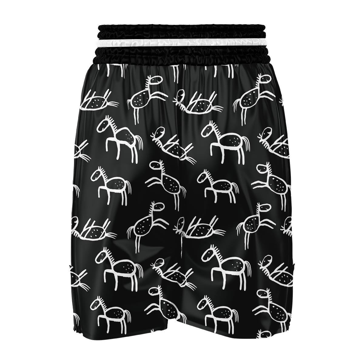 Equestrian Drawn Pattern Print Boxing Shorts-grizzshop