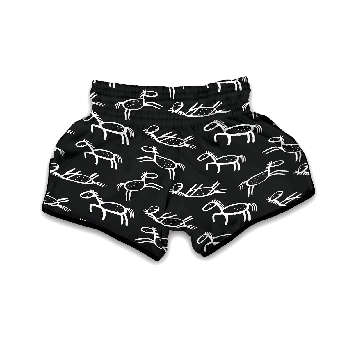 Equestrian Drawn Pattern Print Muay Thai Boxing Shorts-grizzshop