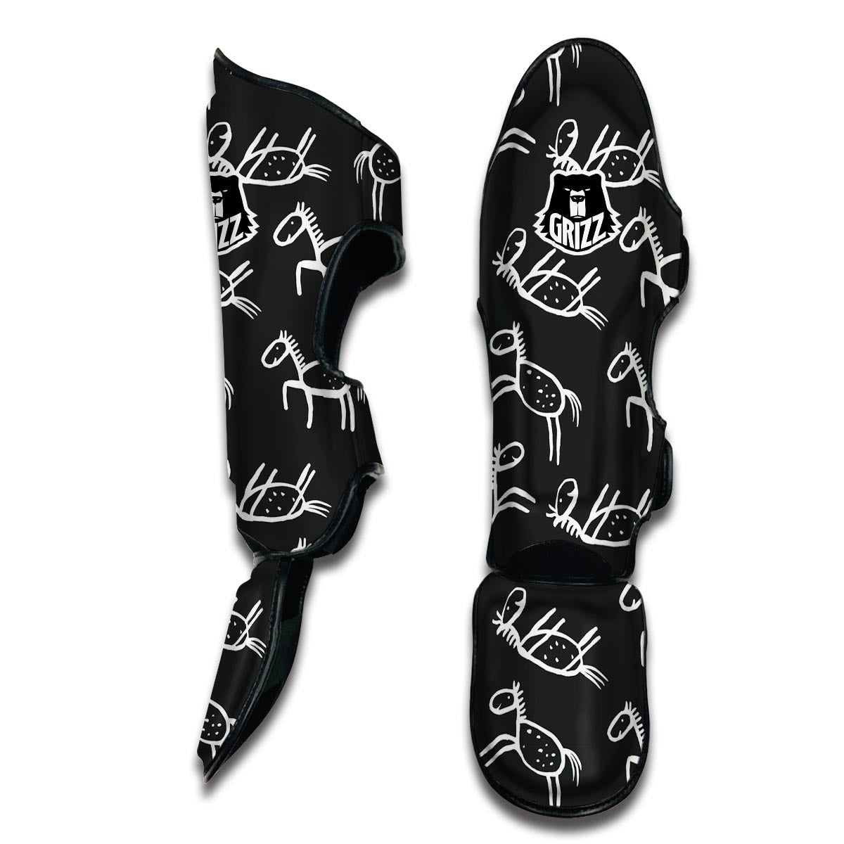 Equestrian Drawn Pattern Print Muay Thai Shin Guards-grizzshop