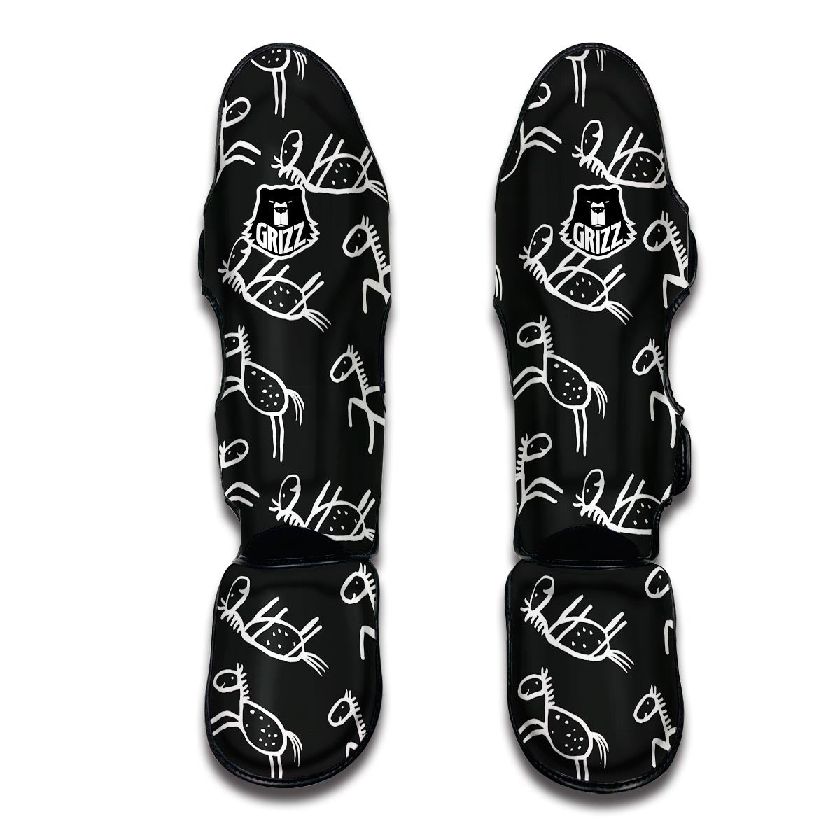 Equestrian Drawn Pattern Print Muay Thai Shin Guards-grizzshop