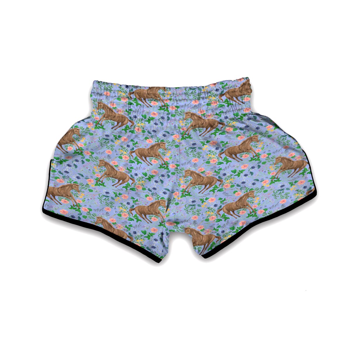 Equestrian Floral Pattern Print Muay Thai Boxing Shorts-grizzshop