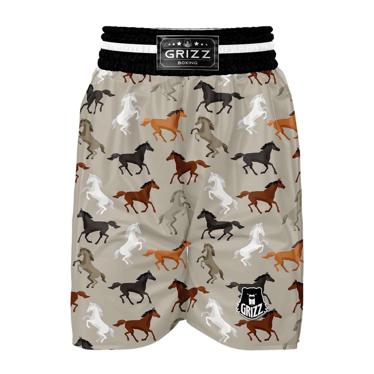 Equestrian Pattern Print Boxing Shorts-grizzshop