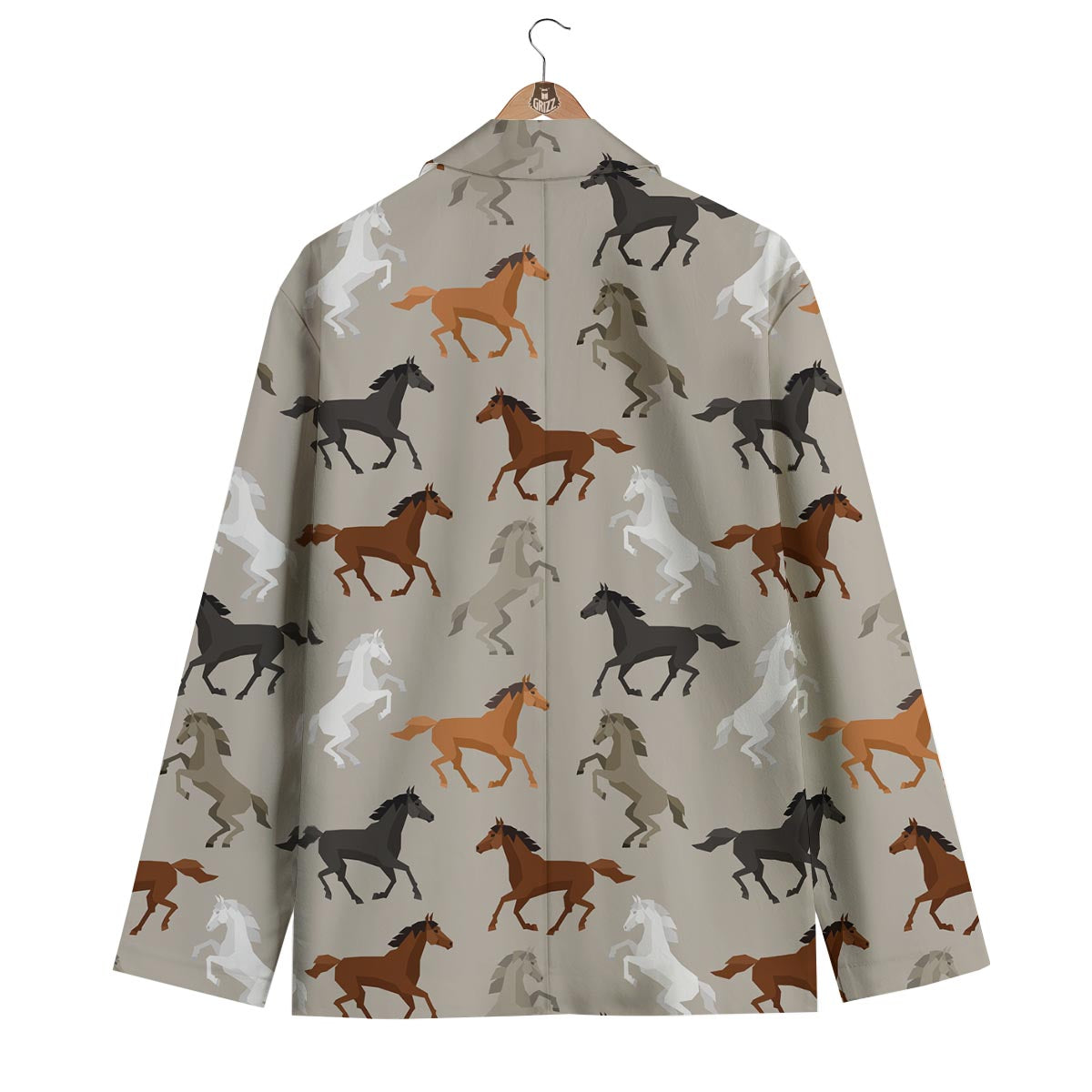 Equestrian Pattern Print Men's Blazer-grizzshop