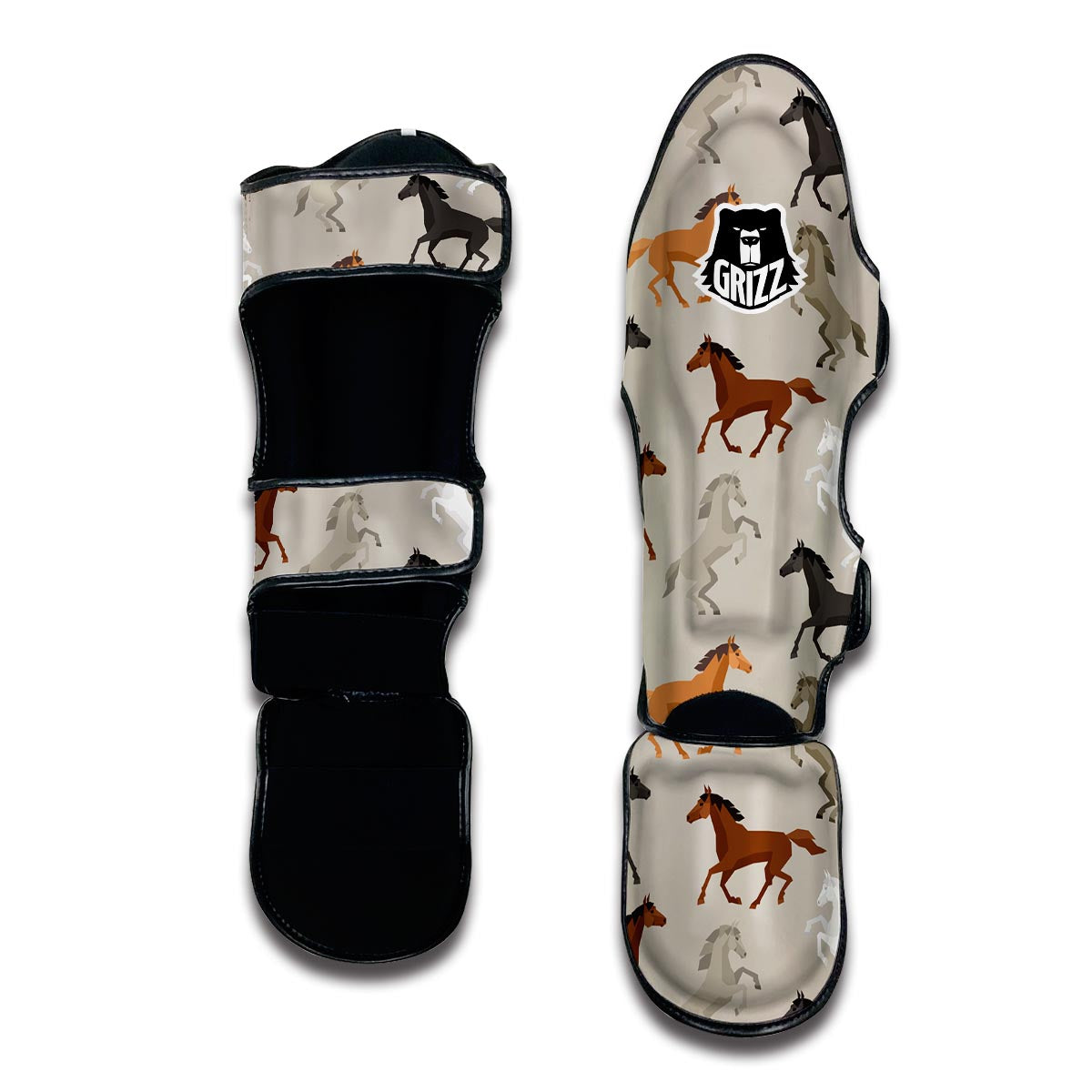 Equestrian Pattern Print Muay Thai Shin Guards-grizzshop