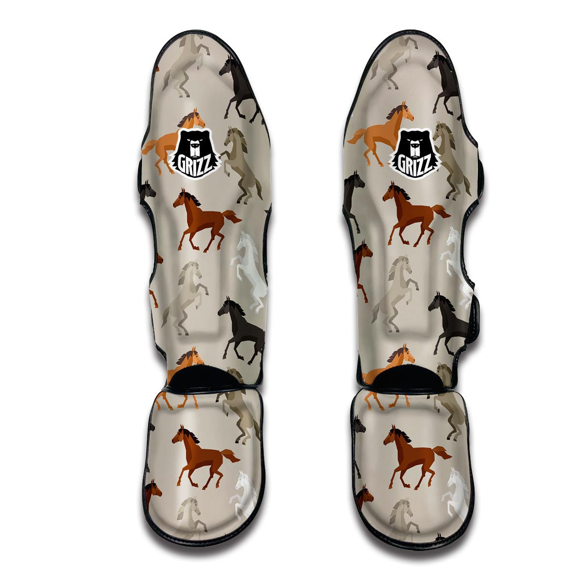 Equestrian Pattern Print Muay Thai Shin Guards-grizzshop
