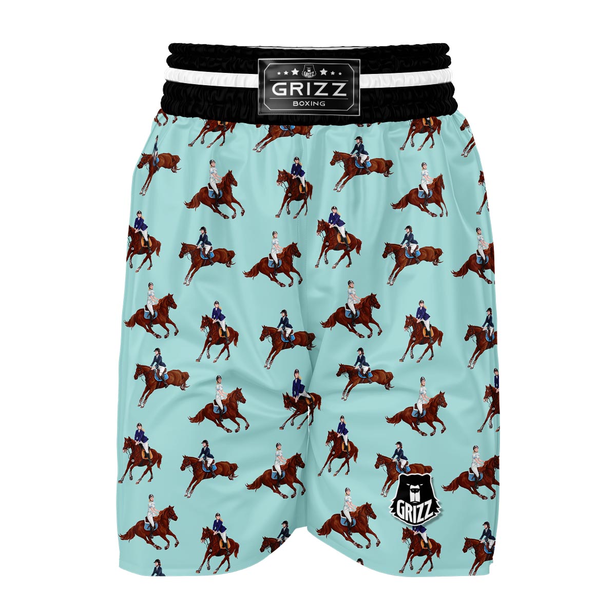 Equestrian Print Pattern Boxing Shorts-grizzshop