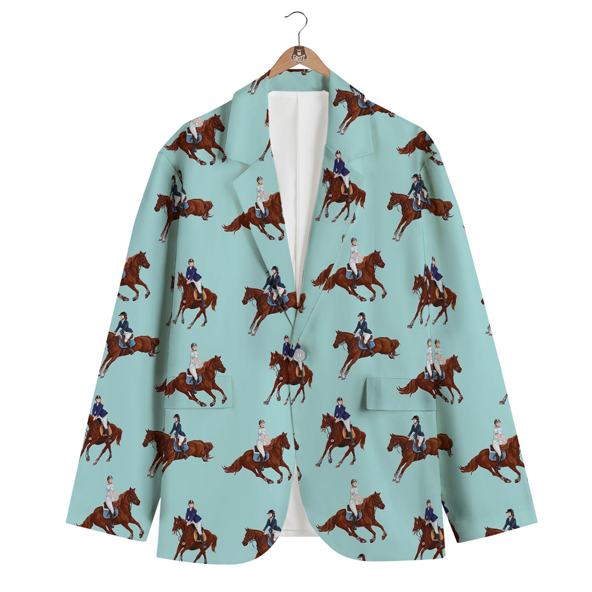 Equestrian Print Pattern Men's Blazer-grizzshop