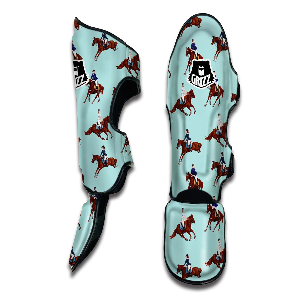 Equestrian Print Pattern Muay Thai Shin Guards-grizzshop