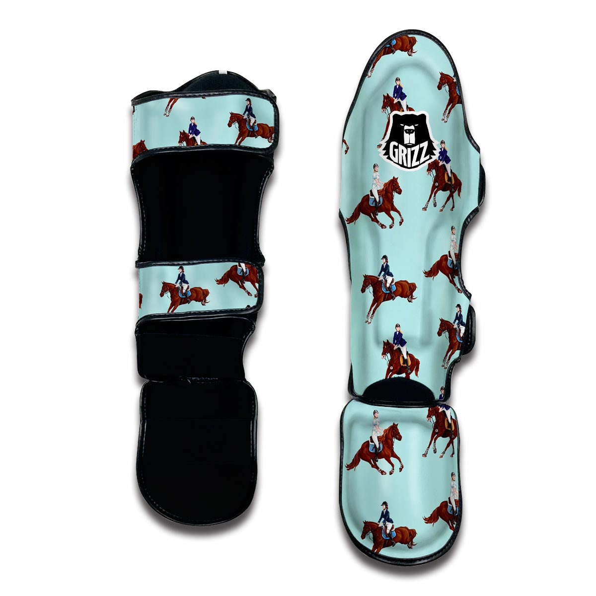 Equestrian Print Pattern Muay Thai Shin Guards-grizzshop