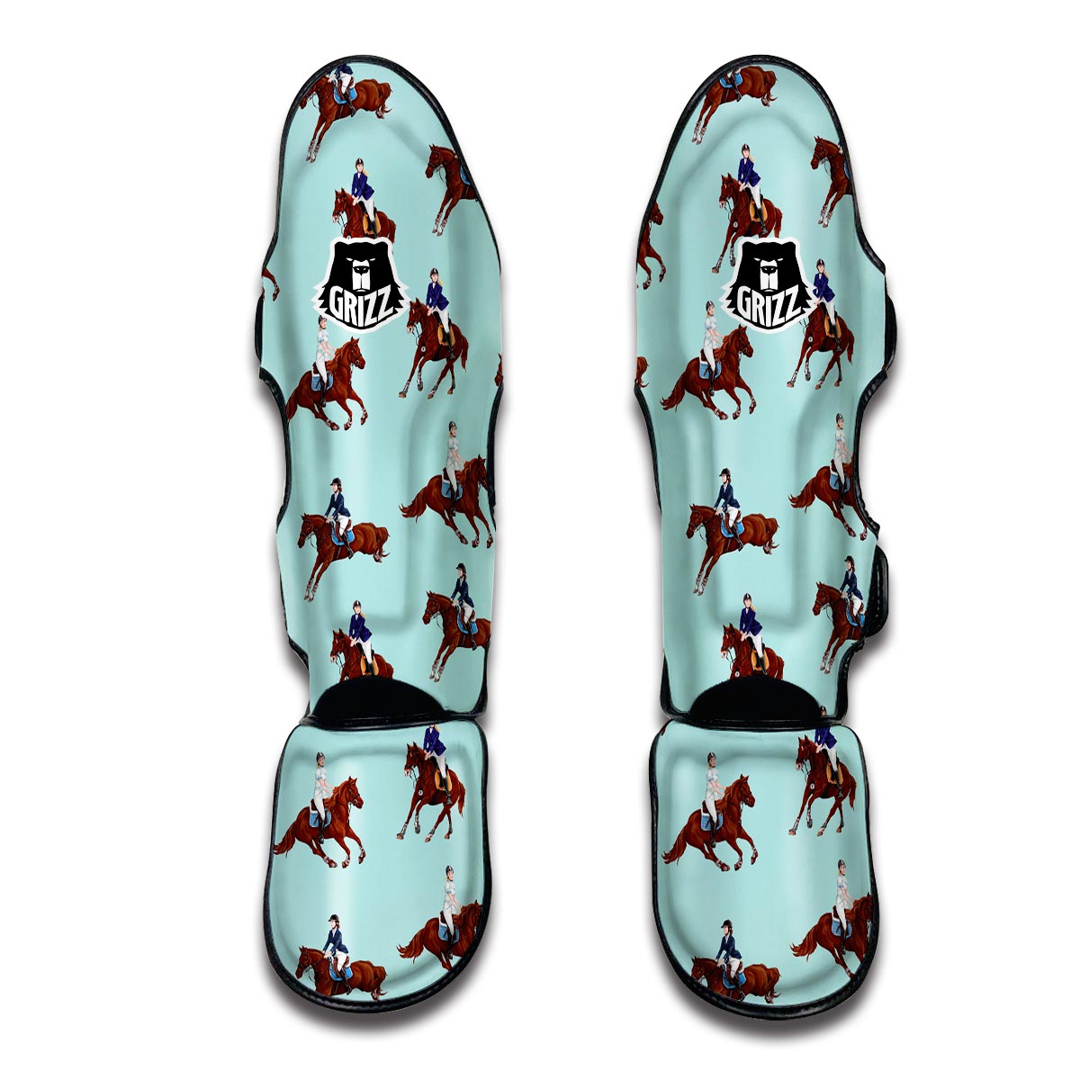 Equestrian Print Pattern Muay Thai Shin Guards-grizzshop