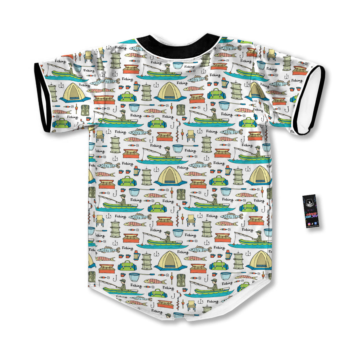 Equipment Fishing Print Pattern Baseball Jersey-grizzshop