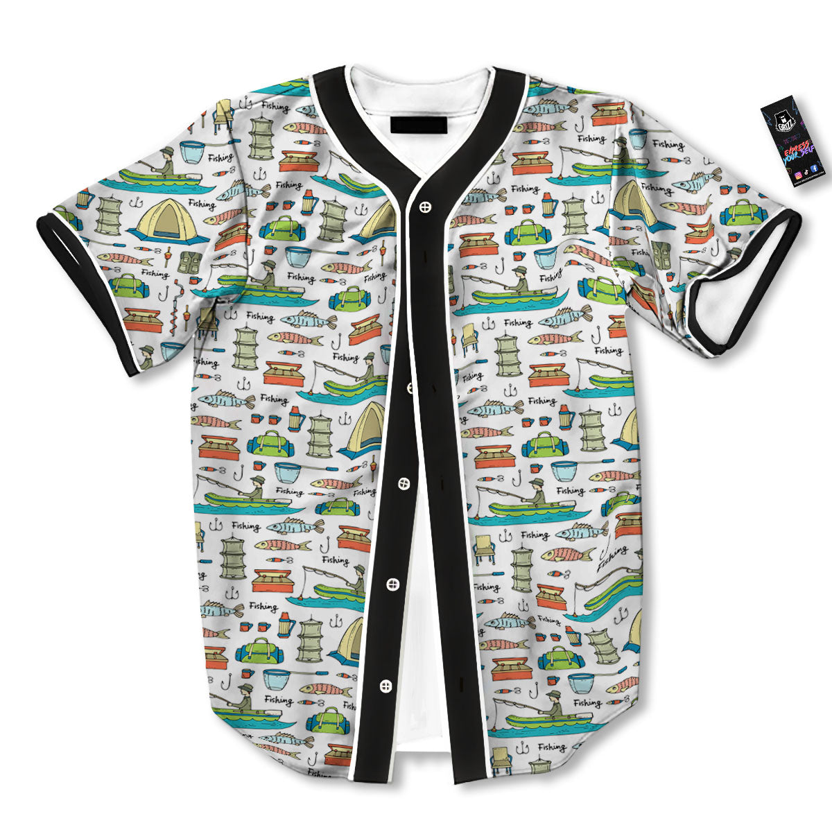 Equipment Fishing Print Pattern Baseball Jersey-grizzshop
