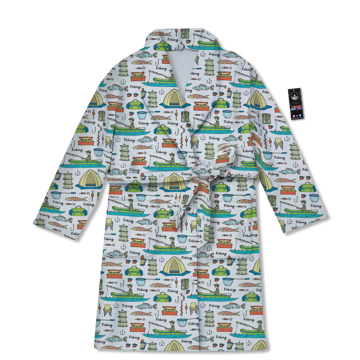 Equipment Fishing Print Pattern Bathrobe-grizzshop