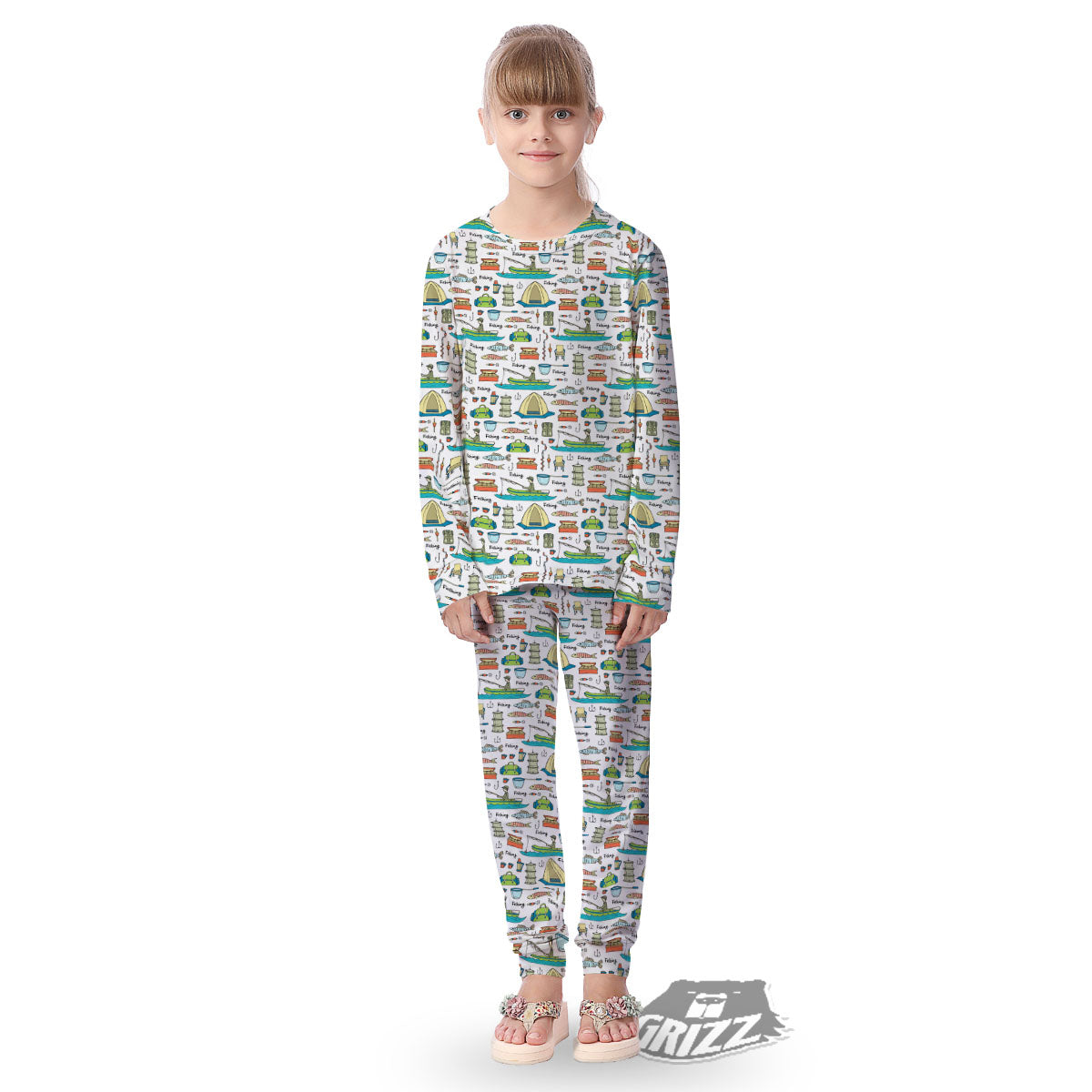 Equipment Fishing Print Pattern Kid's Pajamas-grizzshop