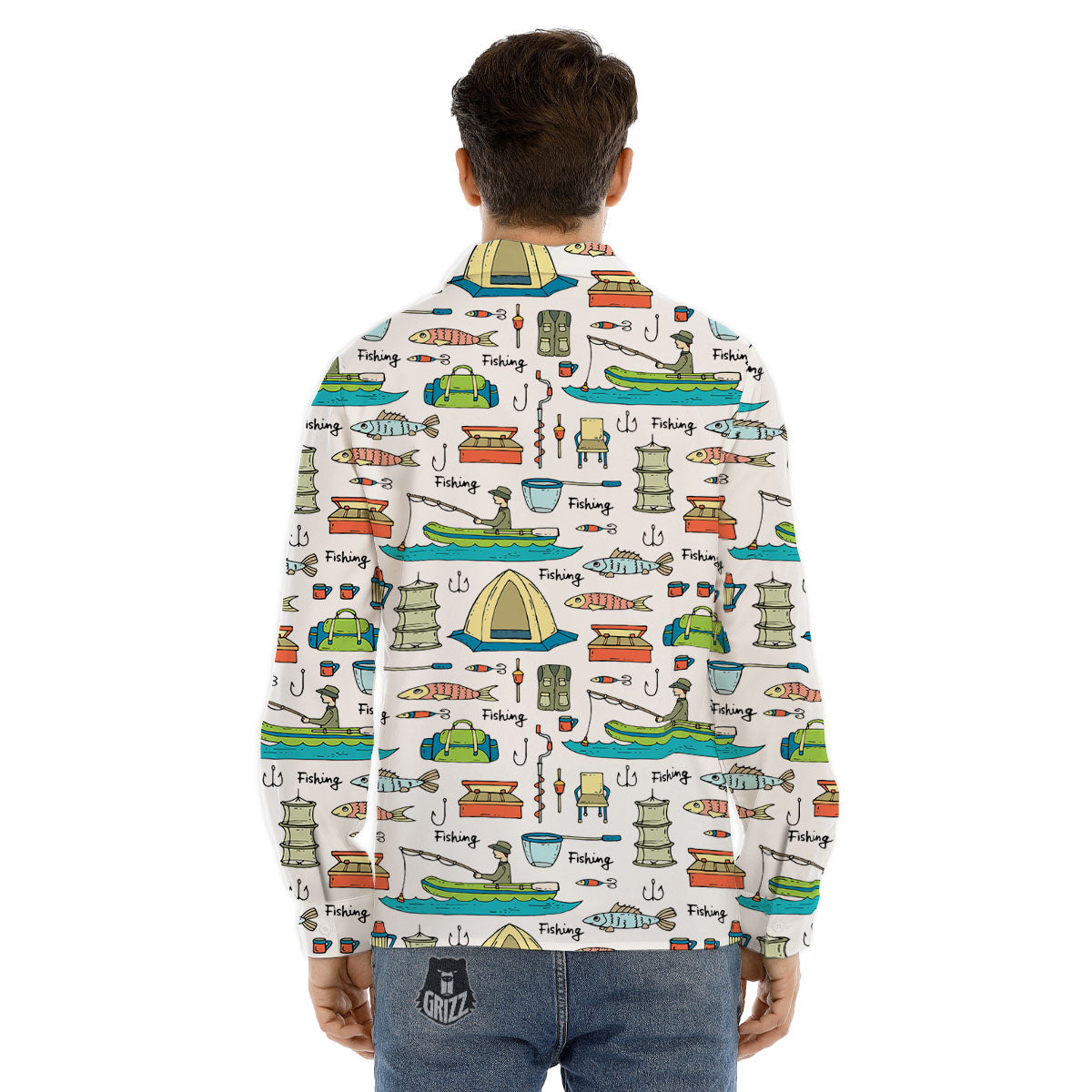 Equipment Fishing Print Pattern Men's Dress Shirts-grizzshop
