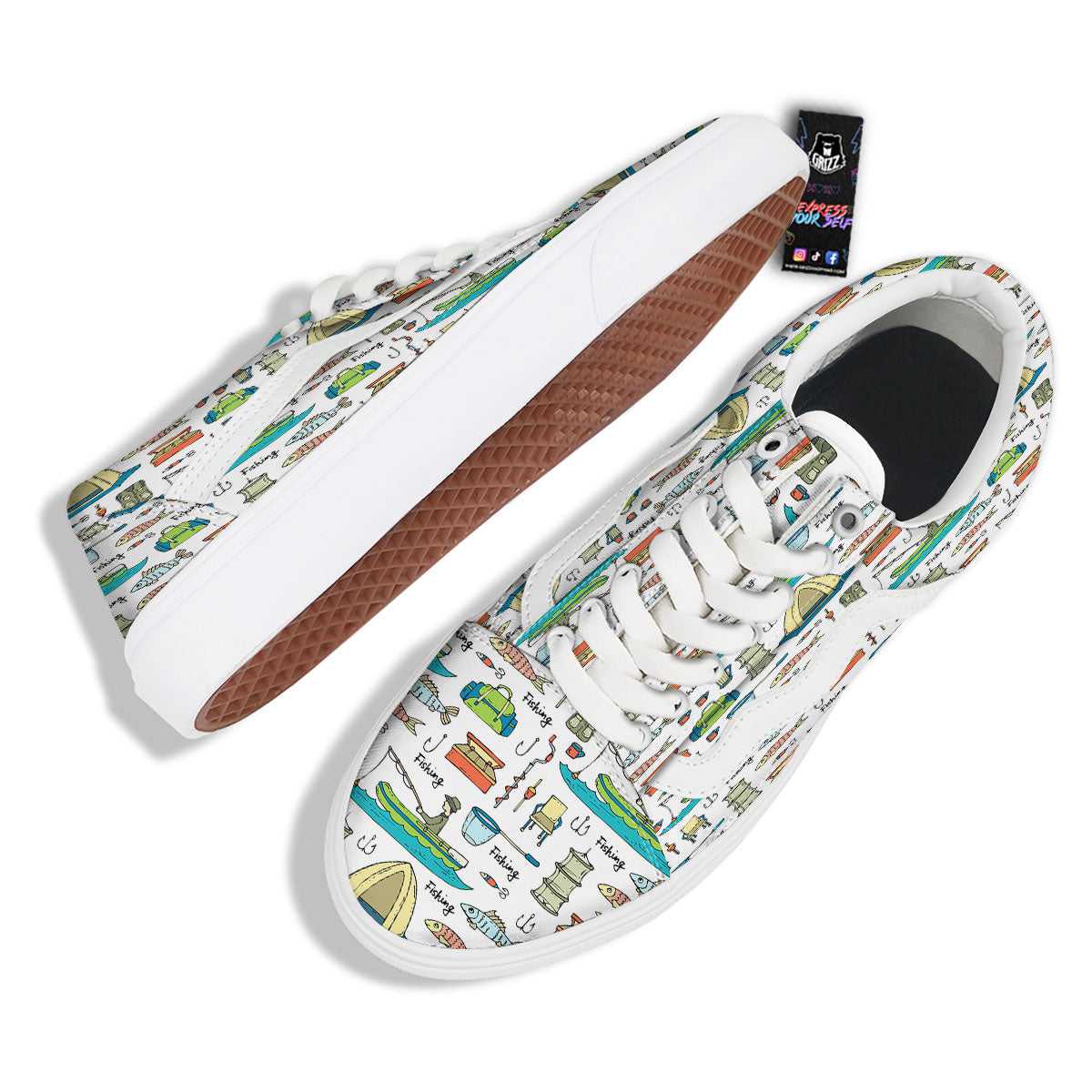Equipment Fishing Print Pattern Skate Shoes-grizzshop