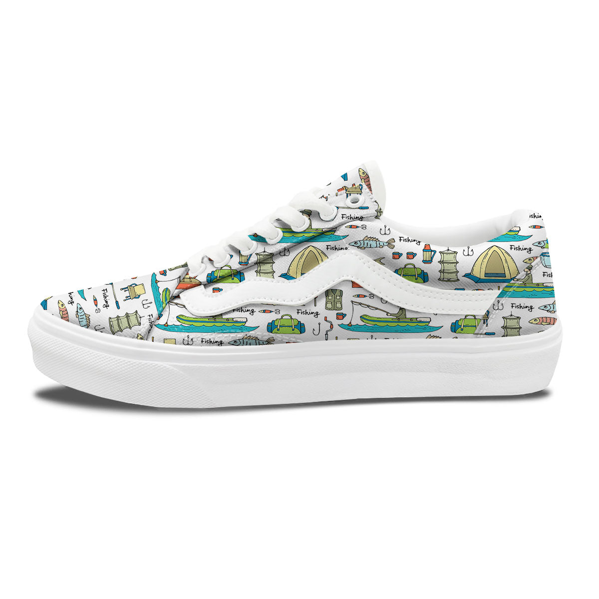 Equipment Fishing Print Pattern Skate Shoes-grizzshop