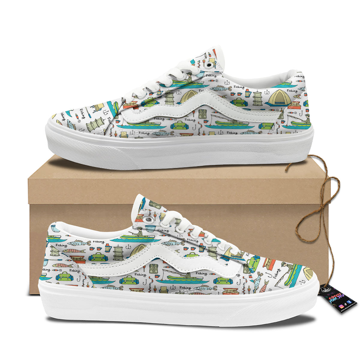 Equipment Fishing Print Pattern Skate Shoes-grizzshop